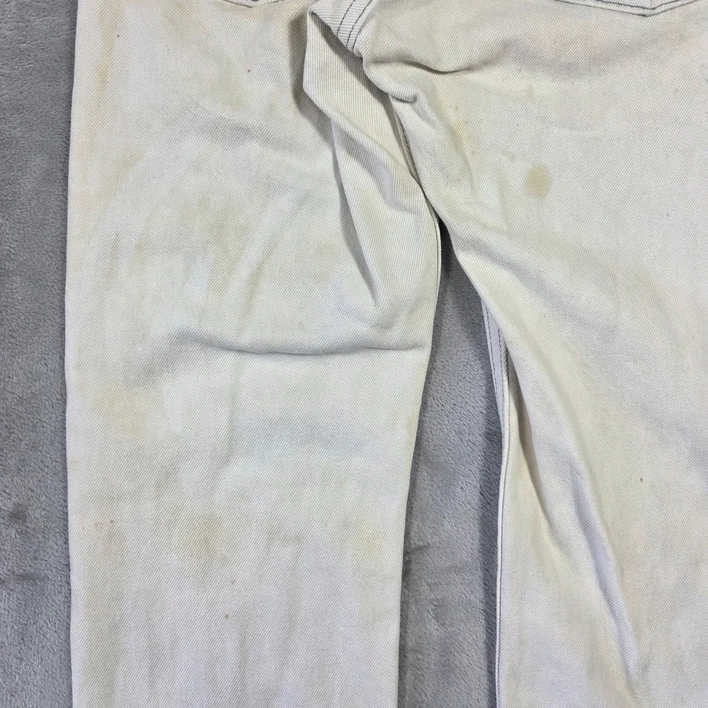 Vintage 70s Levis Made USA White Straight Leg Denim Jeans 29x34‎ Retro Thrashed